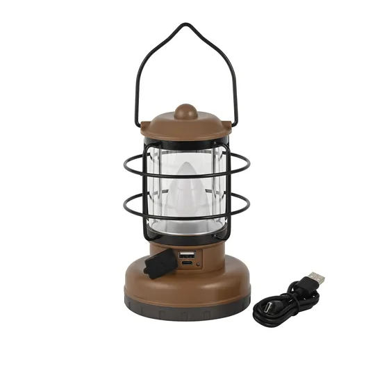 Portable LED Emergency Lamp Hanging Hand Type-C Rechargeable Vintage Camping Light for Outdoor