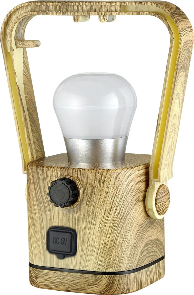 Handle 360&deg; Rotatable Portable Ambient Light Faux Wood Grain Strange Shapes Camping Light for Outdoor Adventures