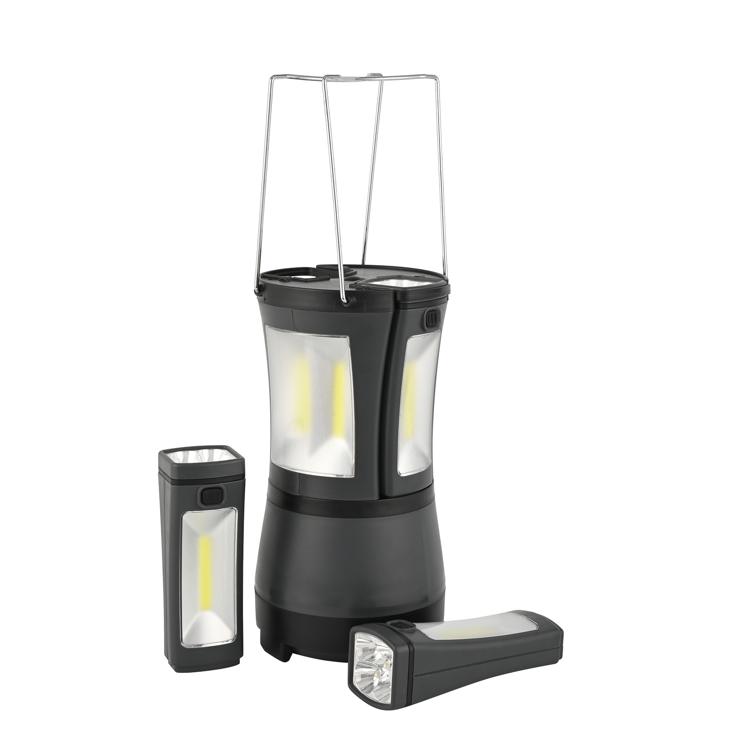 Factory Supply Multifunctional Rechargeable Emergency COB Lantern with 2 Removeable Torch Camping Light # CL270-COB/USB